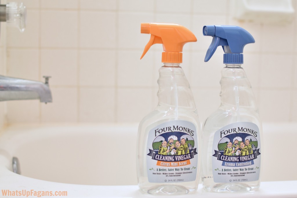 Use Four Monks Cleaning Vinegar to shine and clean bathrooms and faucets.