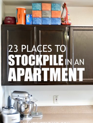 Great storage ideas for creating a stockpile in a small apartment home without a lot of storage space. Plus some good tips on saving money in the process!