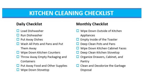 Kitchen Cleaning Checklist